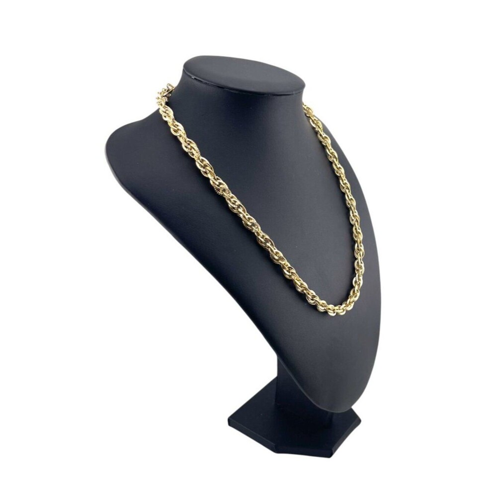 Vintage Gold Rope Chain Necklace 20" Chunky Textured Gold Plated Unisex - Picture 5 of 7